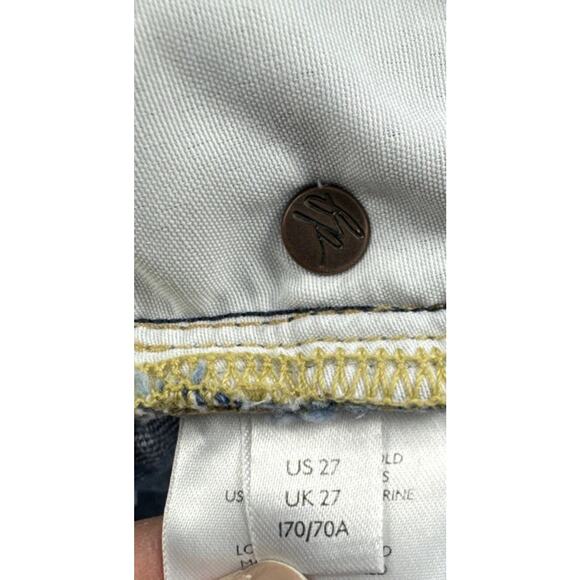 We The Free People Jeans Womens Size 27 Blue Cropped Distressed Denim Button Fly - Picture 8 of 8